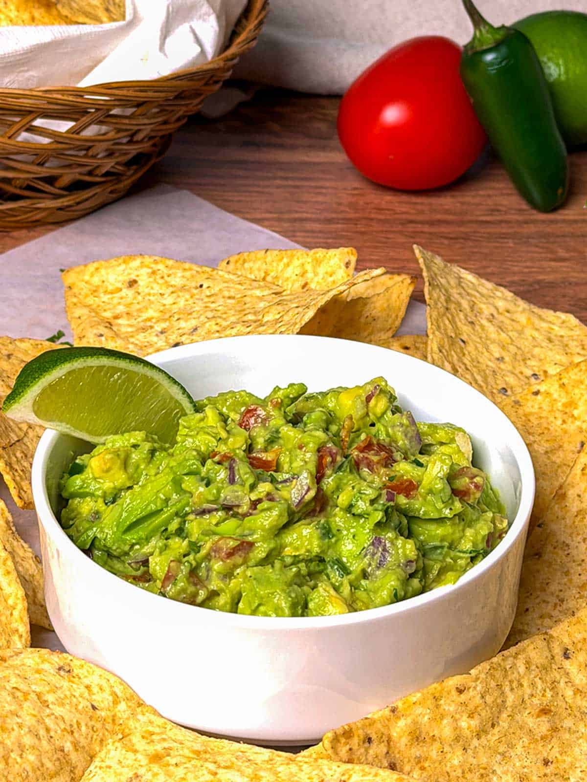 Easy homemade chunky guacamole.