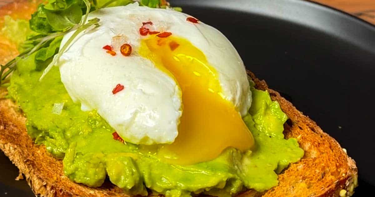 Avocado toast with a perfect poached egg.