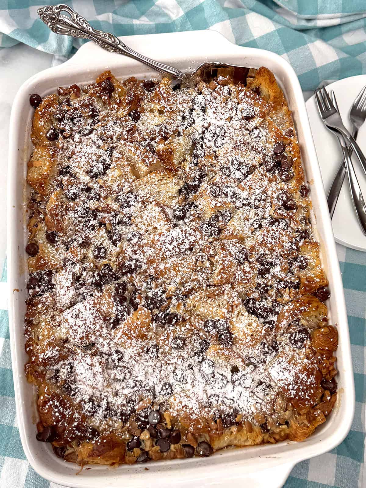 Easy Chocolate Pecan Croissant Casserole