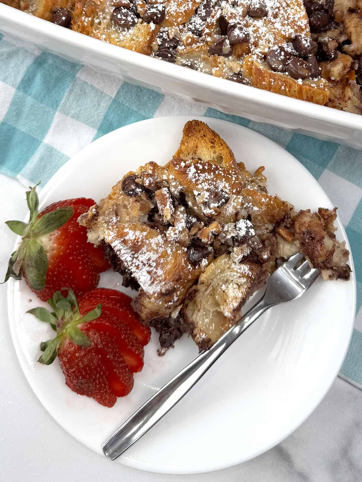 Easy Chocolate Pecan Croissant Casserole