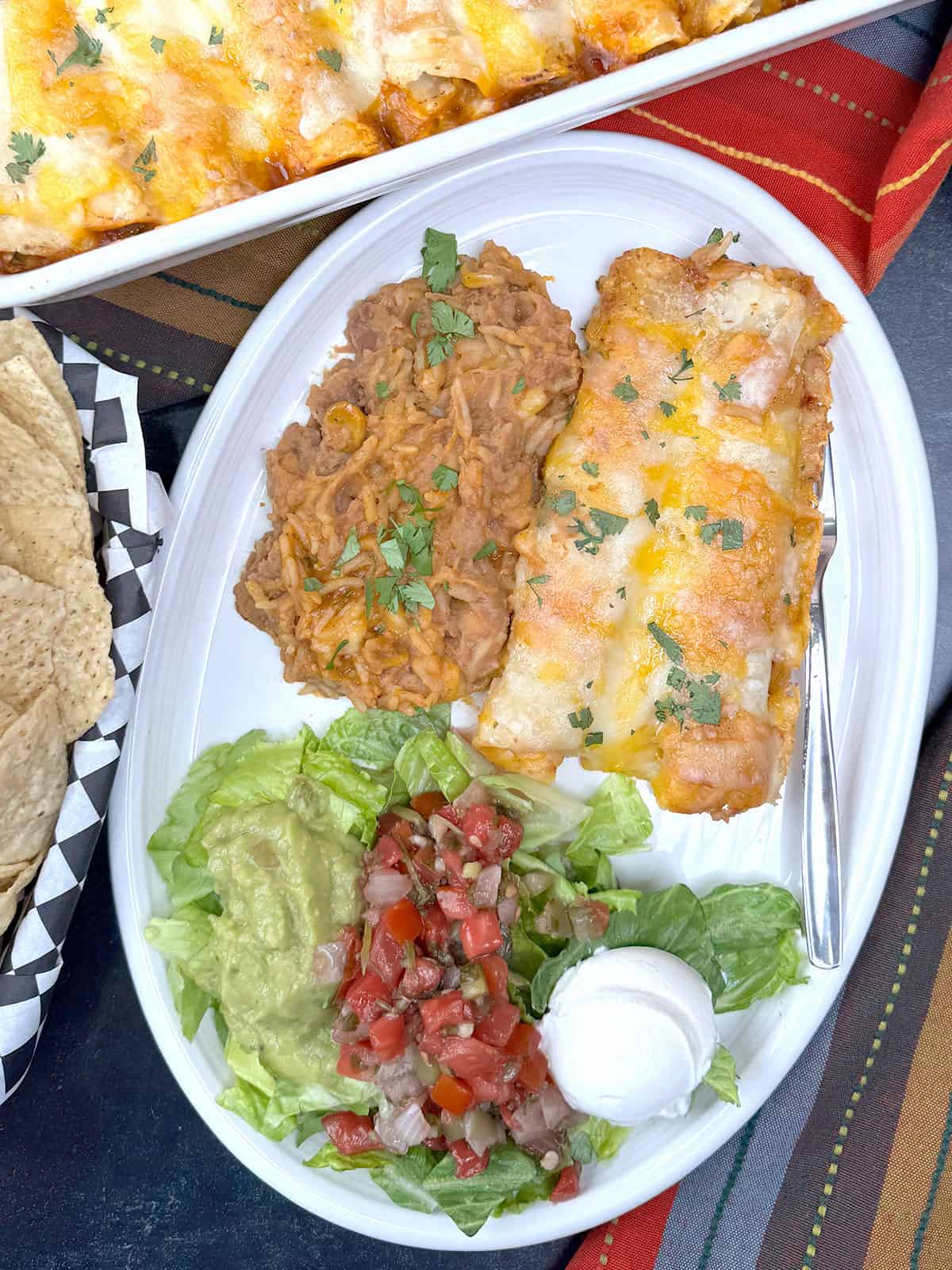 Easy Taquito Casserole with Beans & Rice