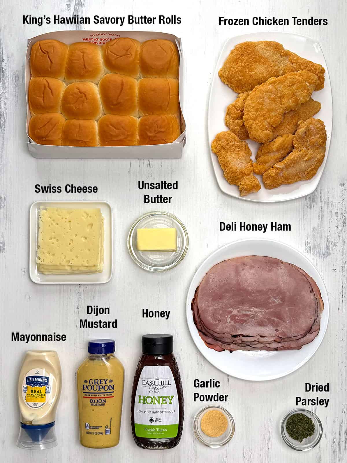 Ingredients for Chicken Cordon Bleu Sliders