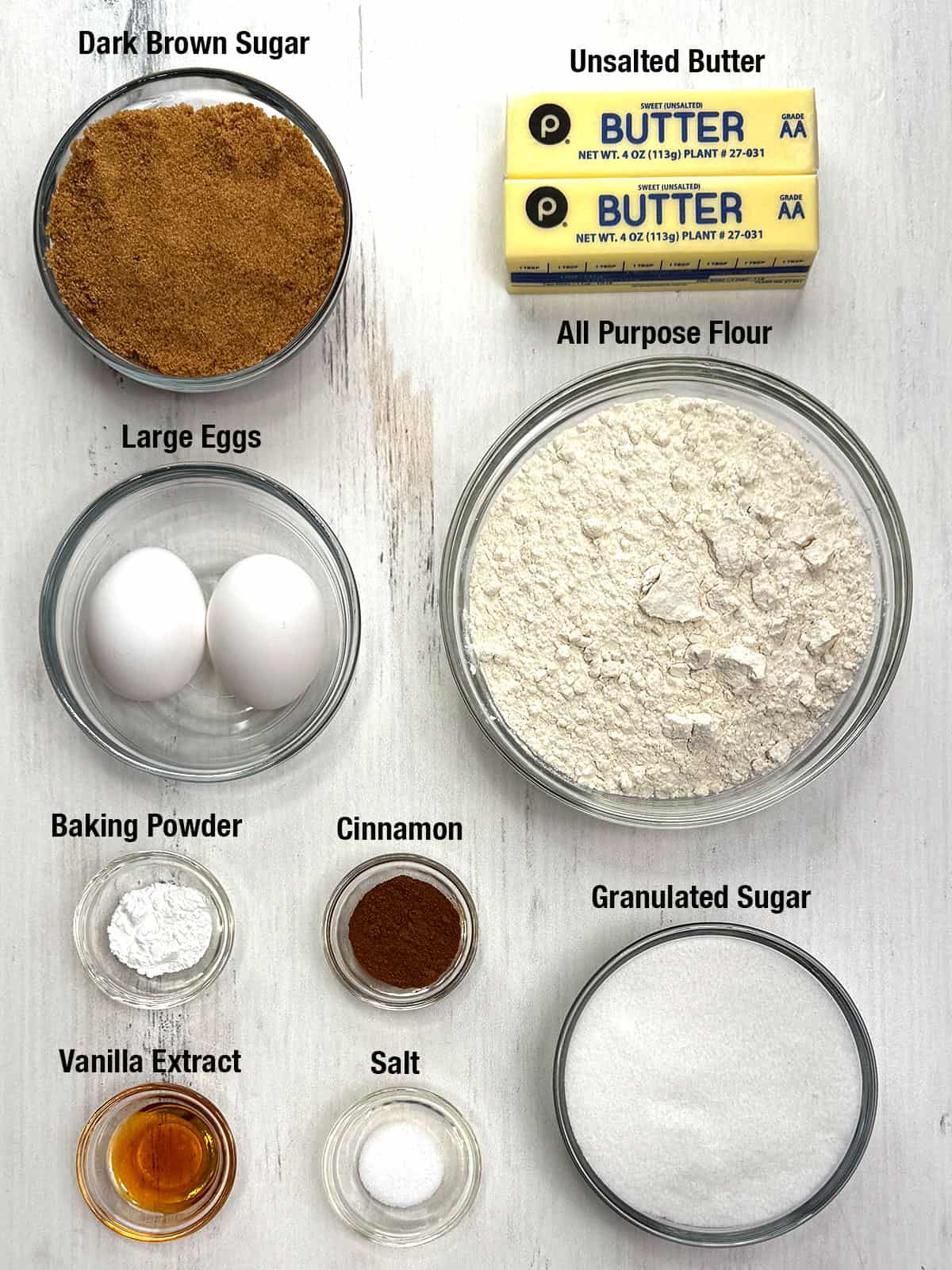 Ingredients for Cinnamon Sugar Churro Blondies