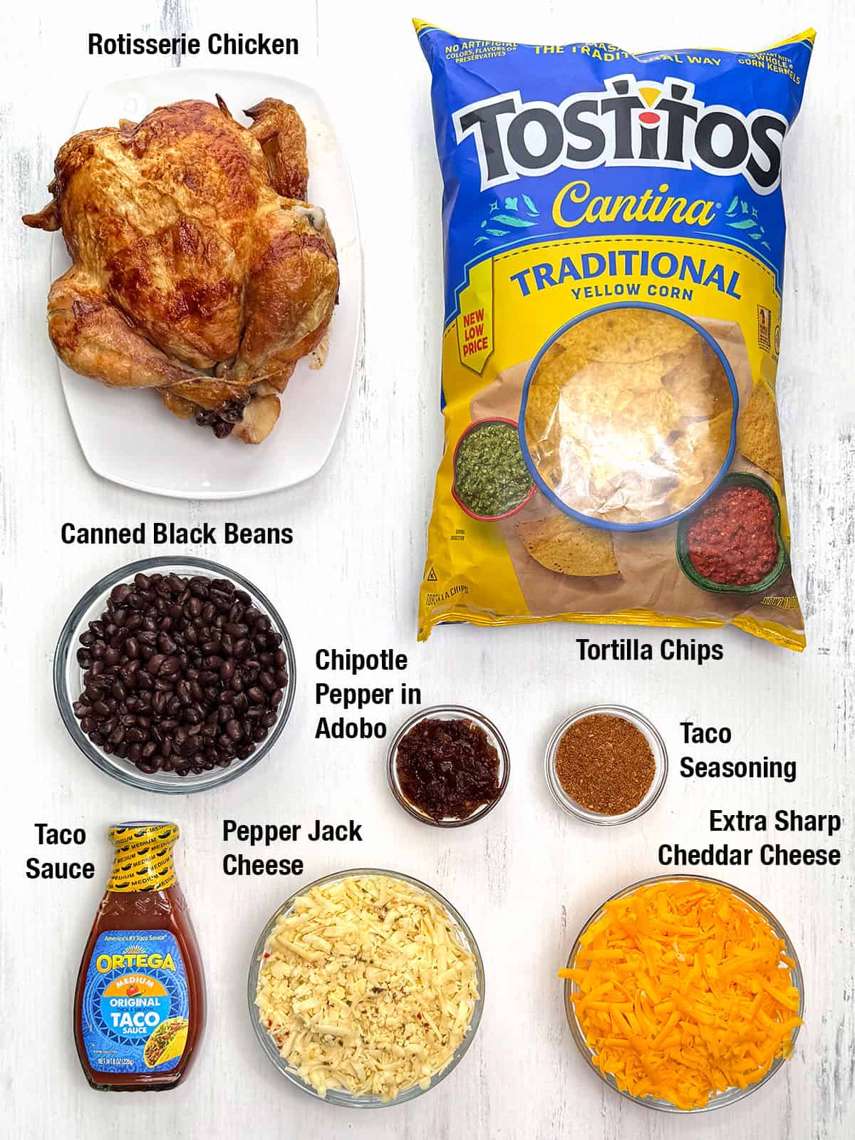 Ingredients for Ultimate Spicy Chicken & Black Bean Nachos