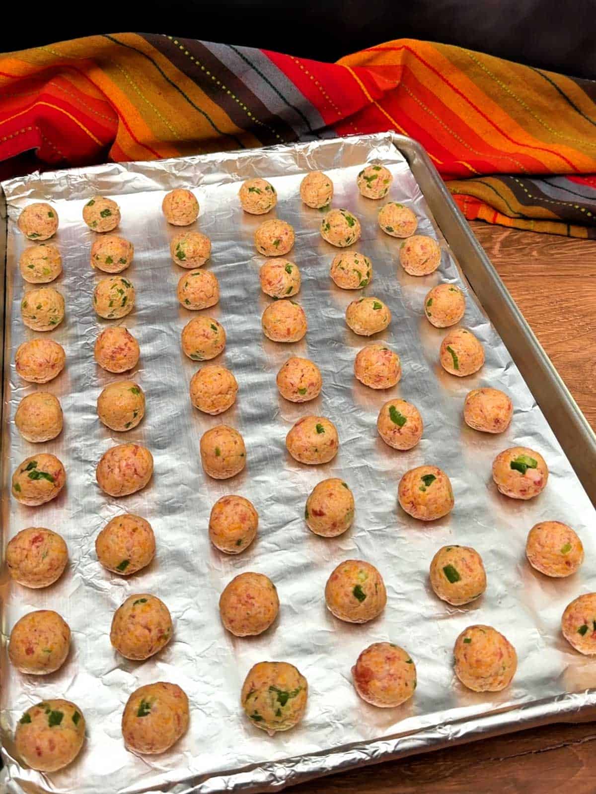 Sausage balls ready to bake