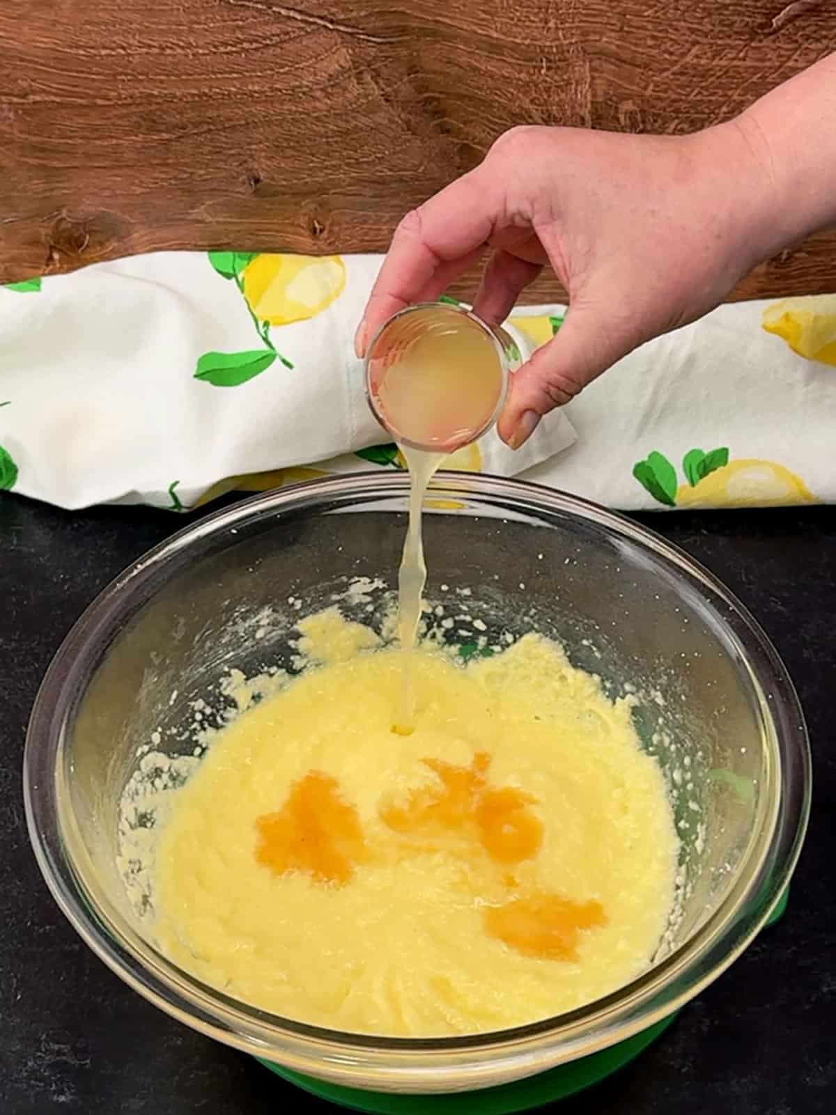 adding vanilla extract and lemon juice