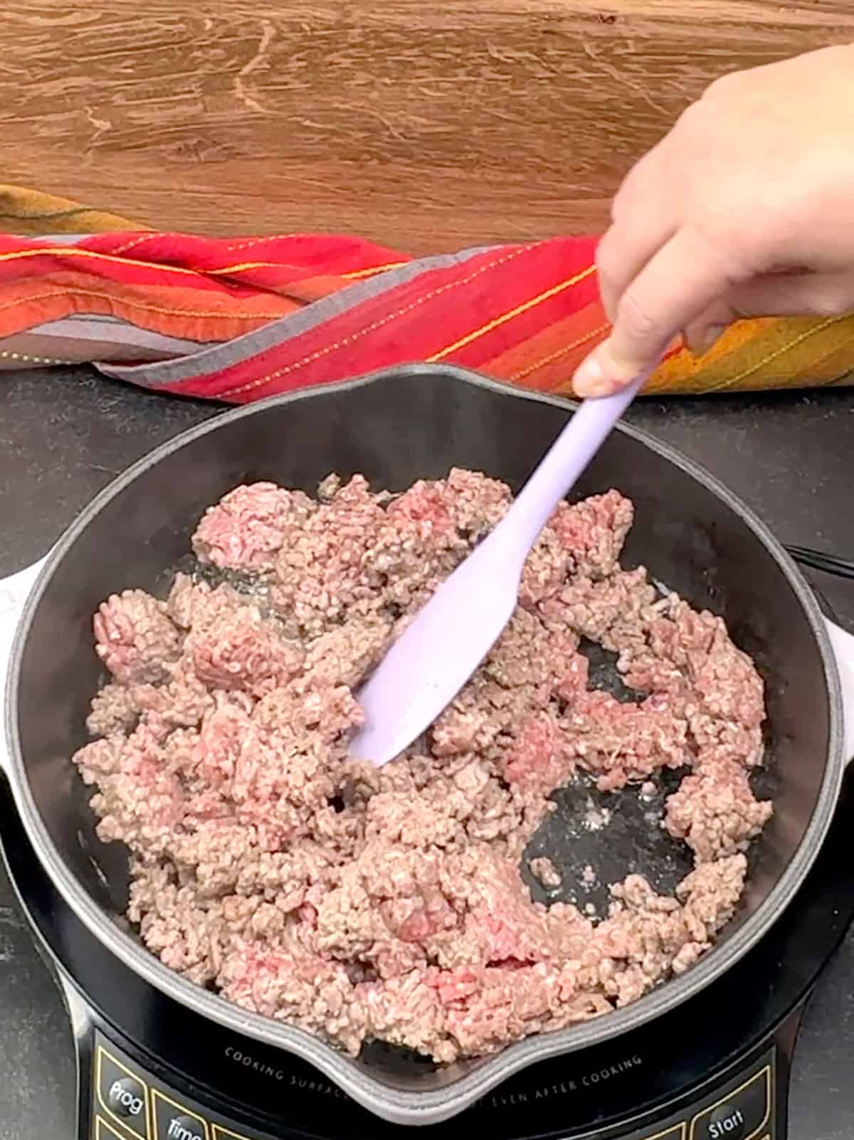 cooking ground beef