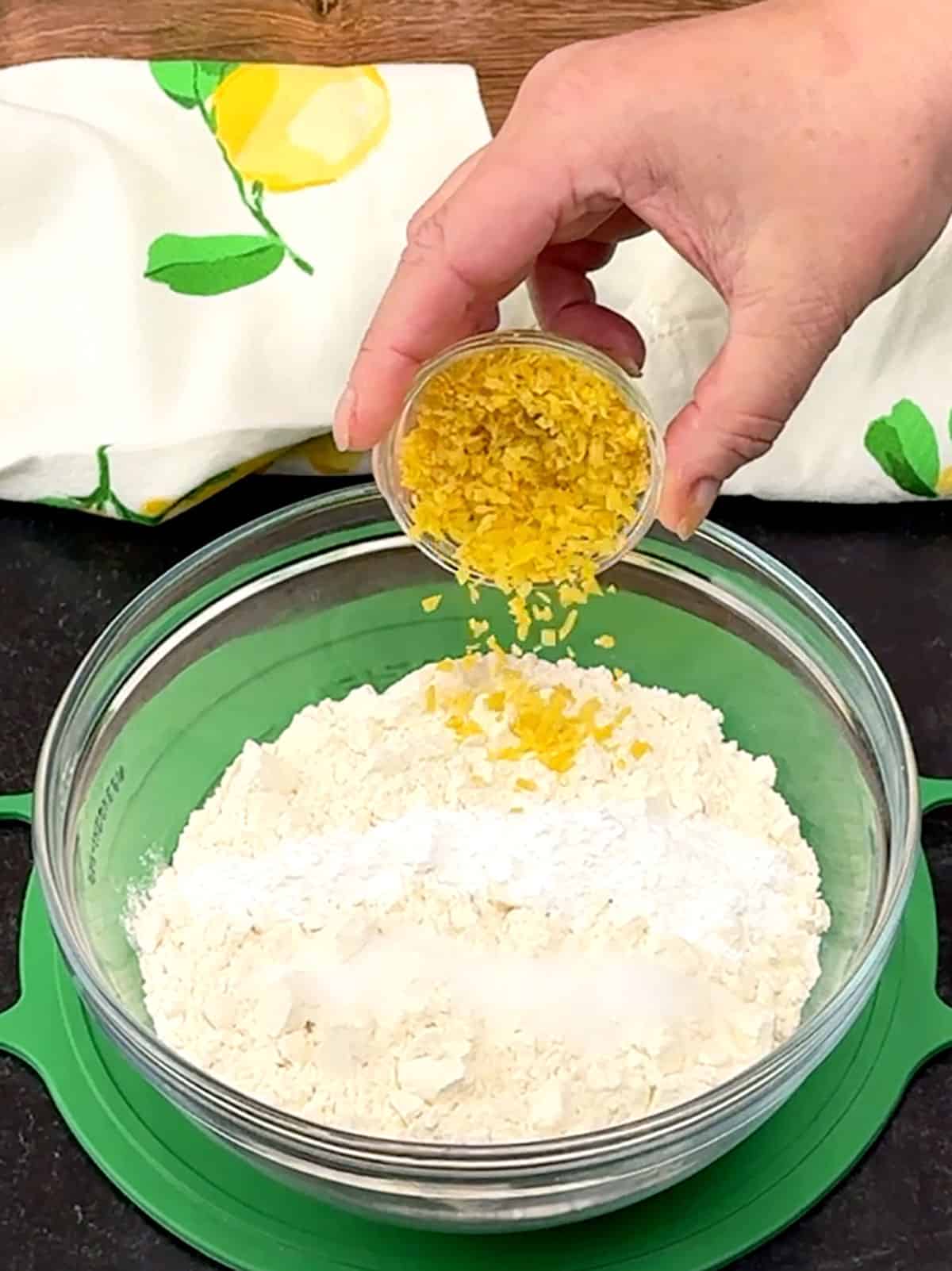 combining dry ingredients for Better than Starbucks Lemon Loaf