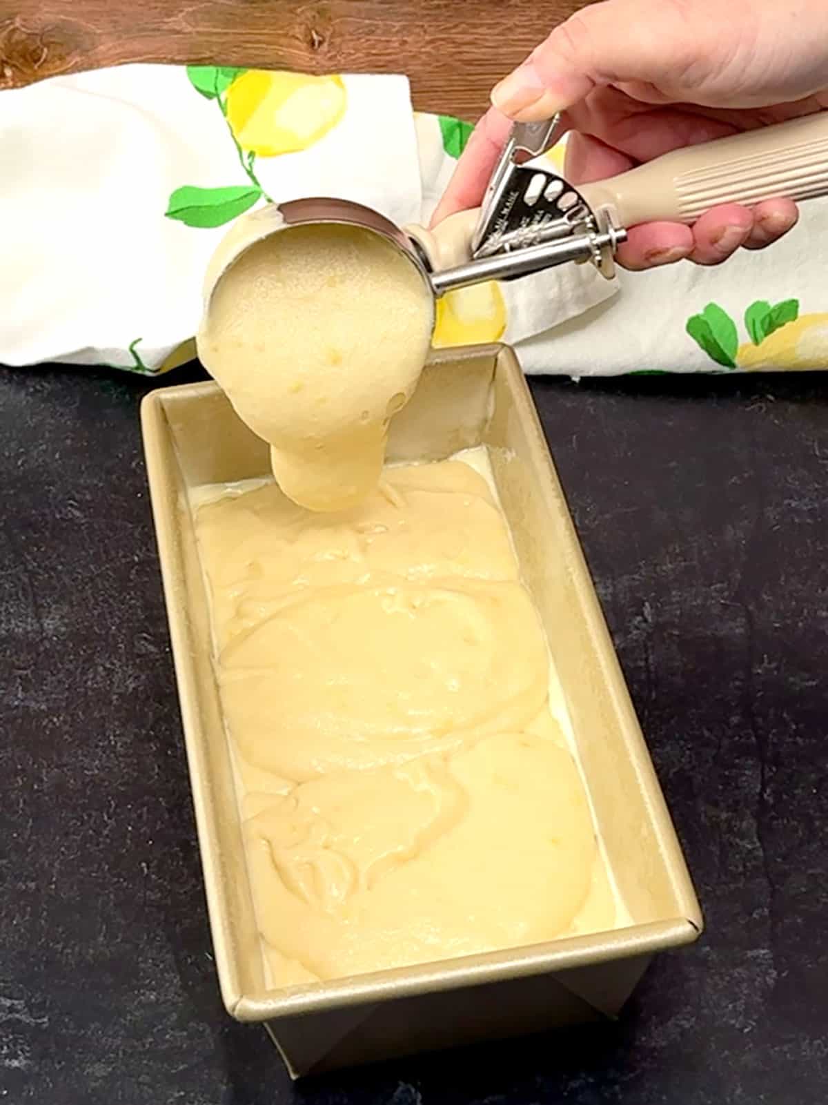 transferring batter to prepared pan