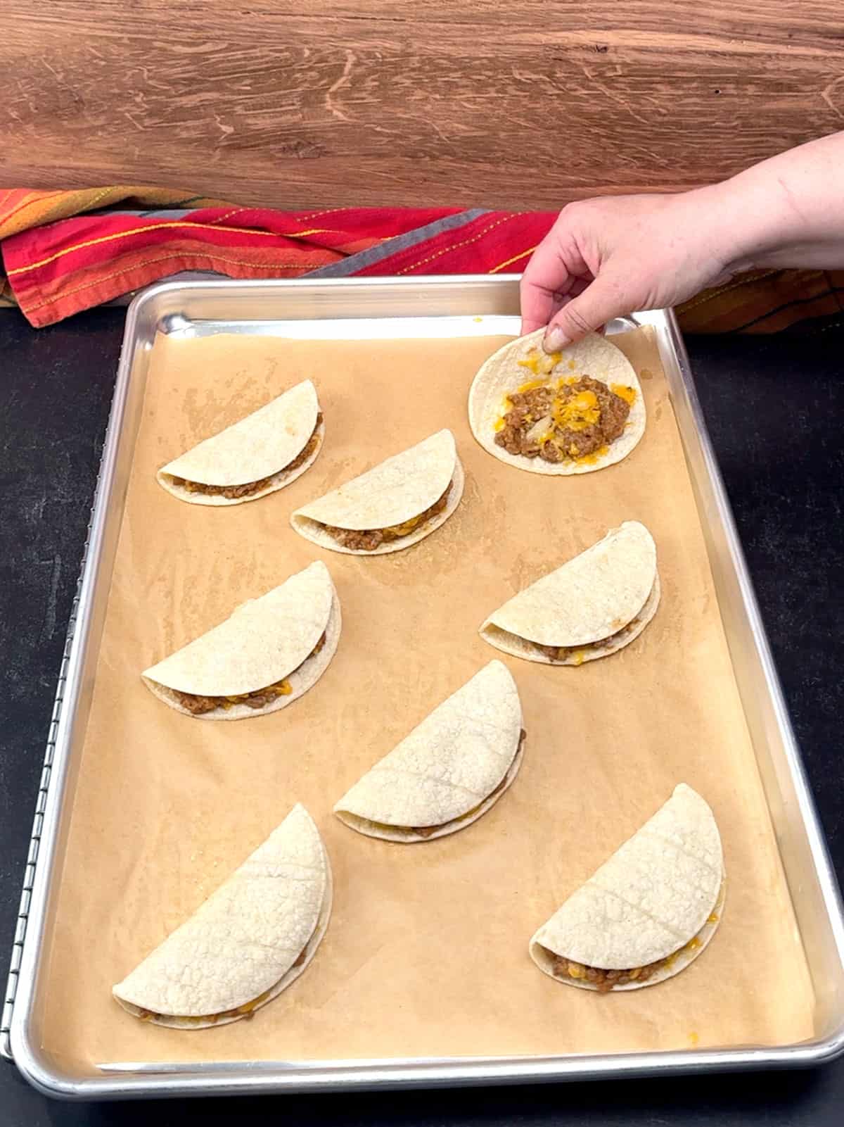 folding tortillas in half