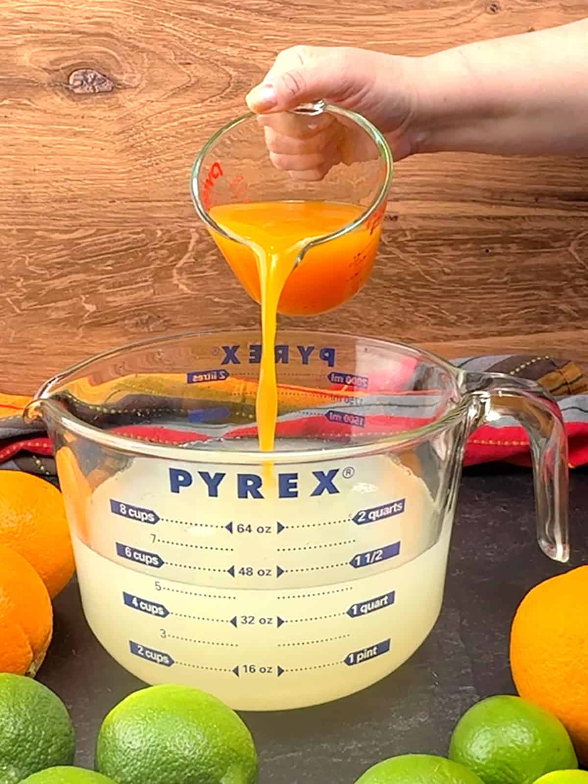 adding orange juice