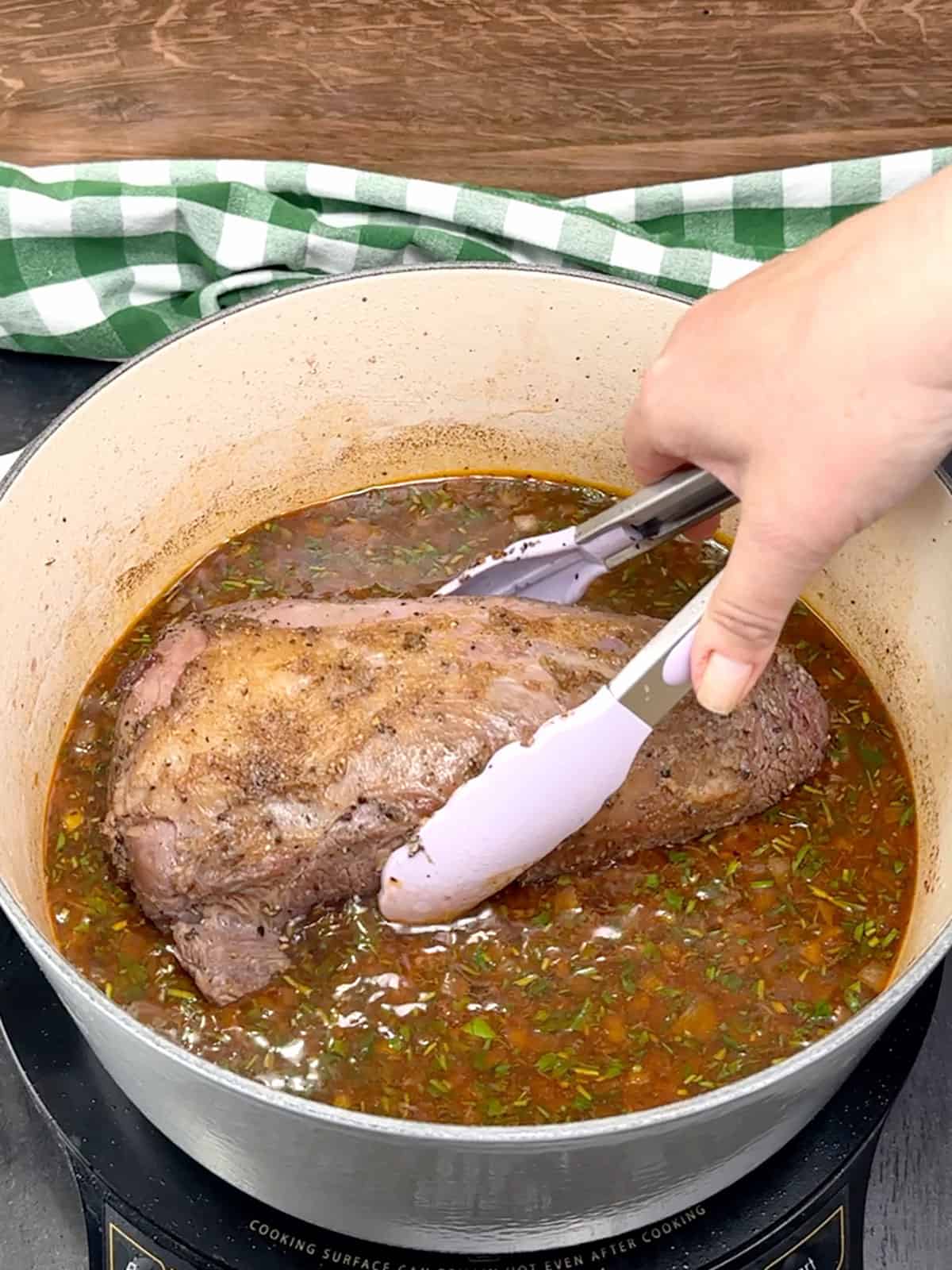 returning meat to the pot