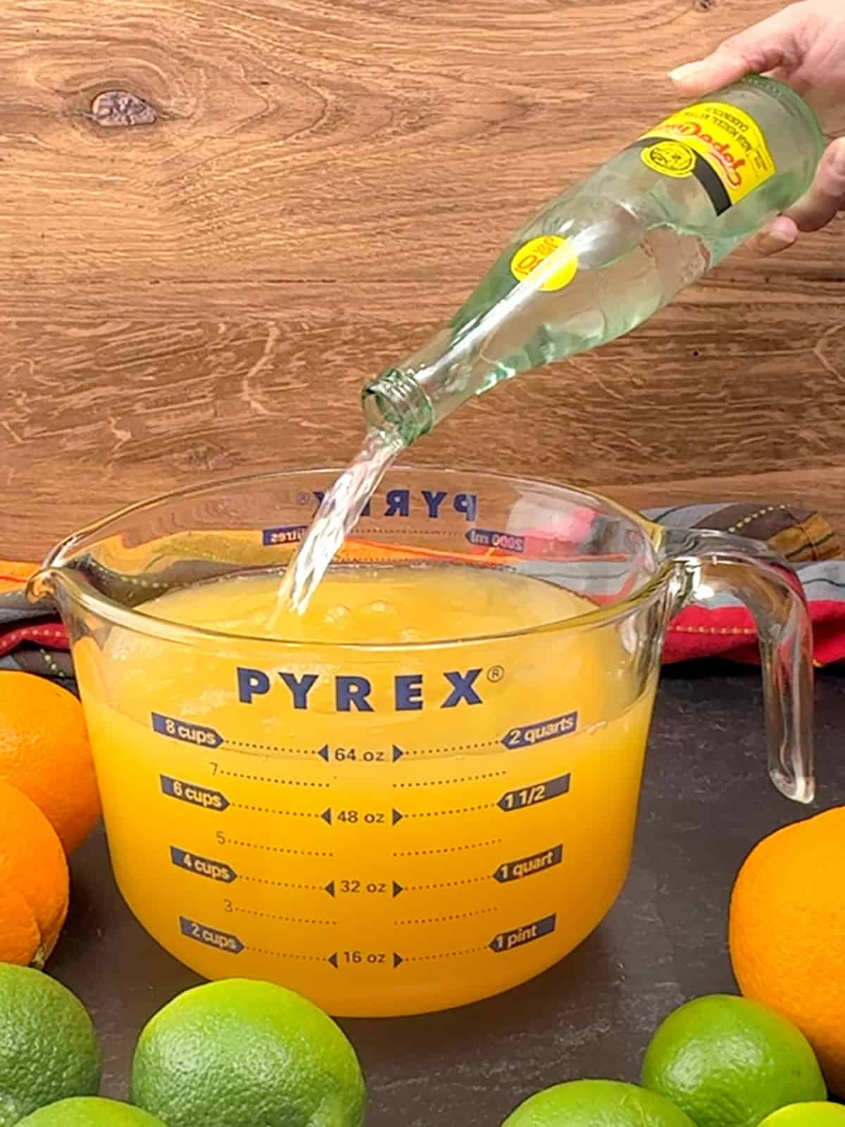 adding sparkling water