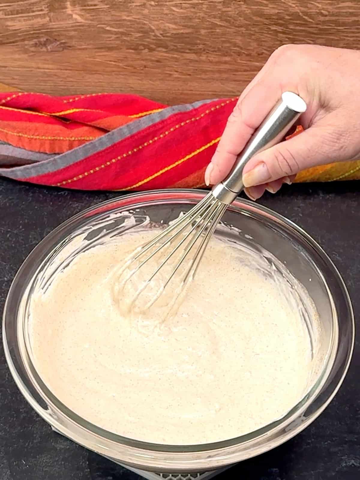whisking Creamy Spicy Taco Sauce