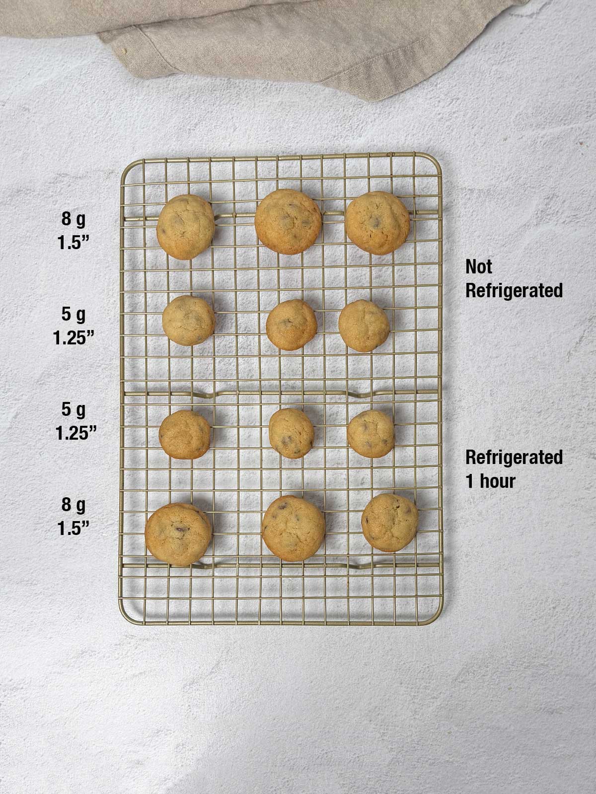 Comparison of dough weights and temperature.