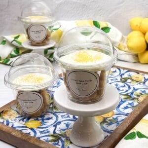 Lemon Sables in dome cups with dip.