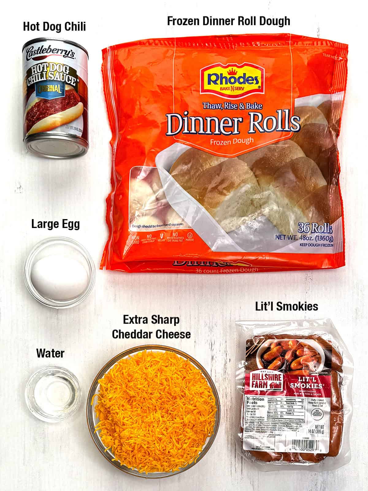 Ingredients for Mini Chili Cheese Dog Sliders