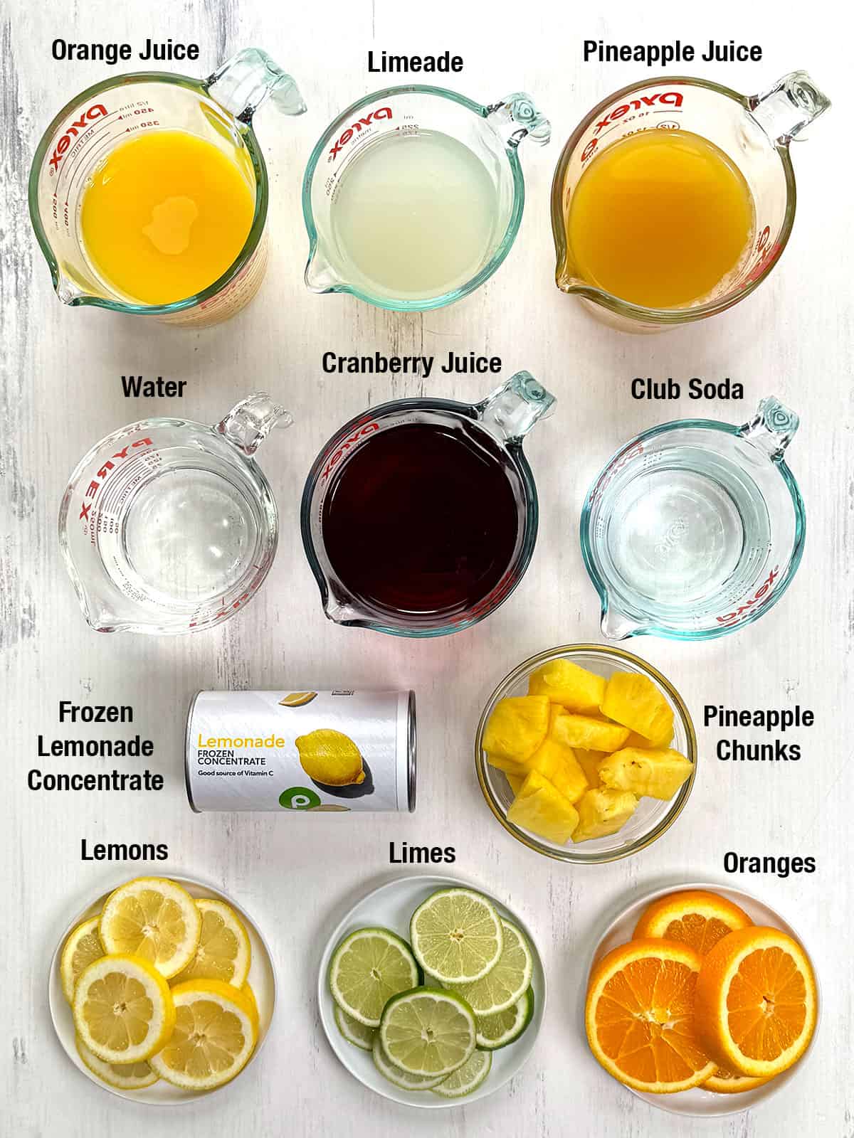 Ingredients for Easy Homemade Fruit Punch