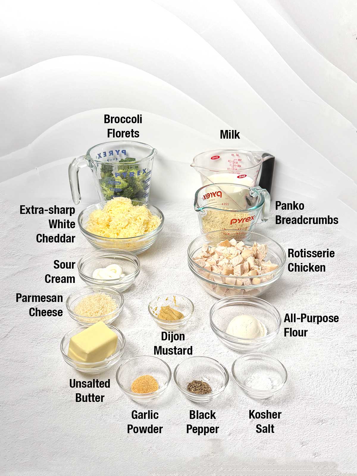 Ingredients for Small-batch chicken diven with rotisserie chicken.