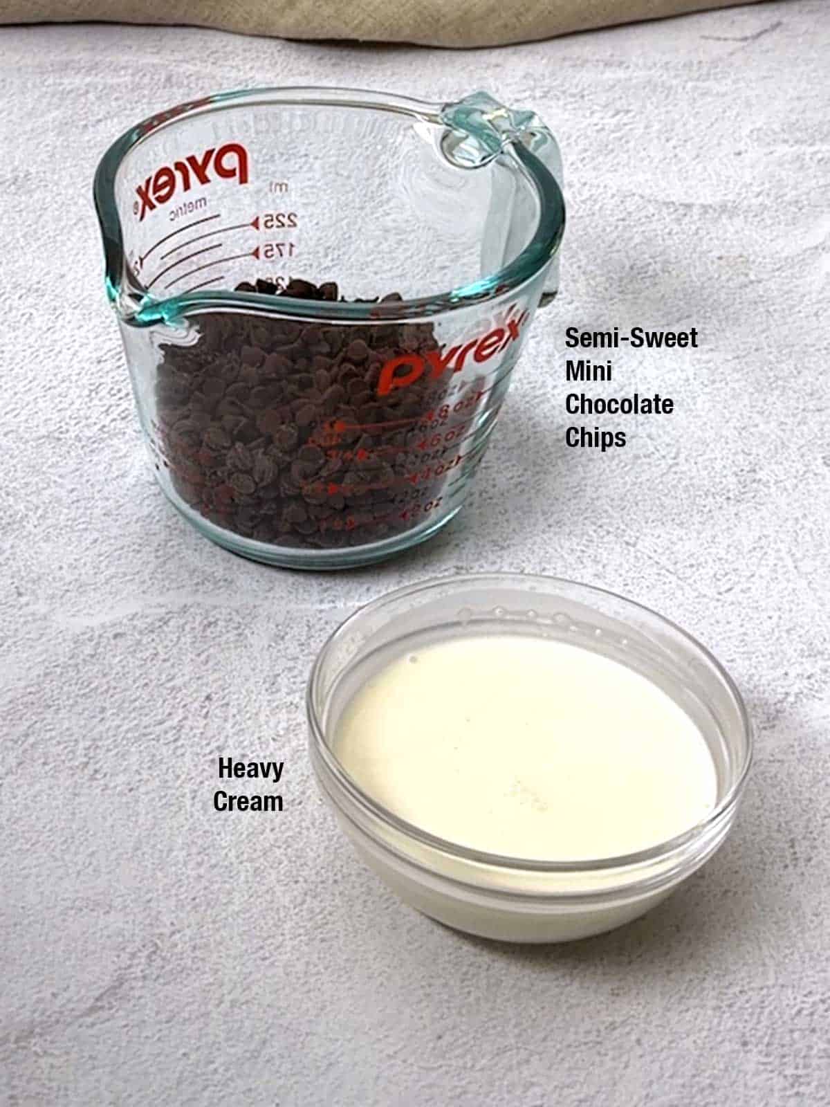 Ingredients for chocolate ganache.