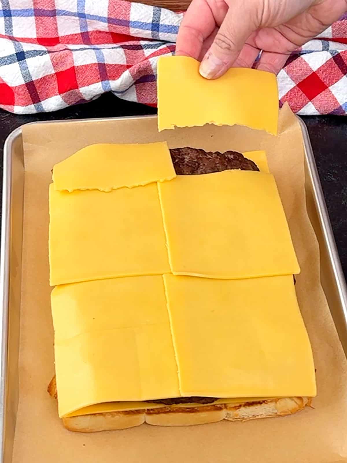 cheese on top of meat