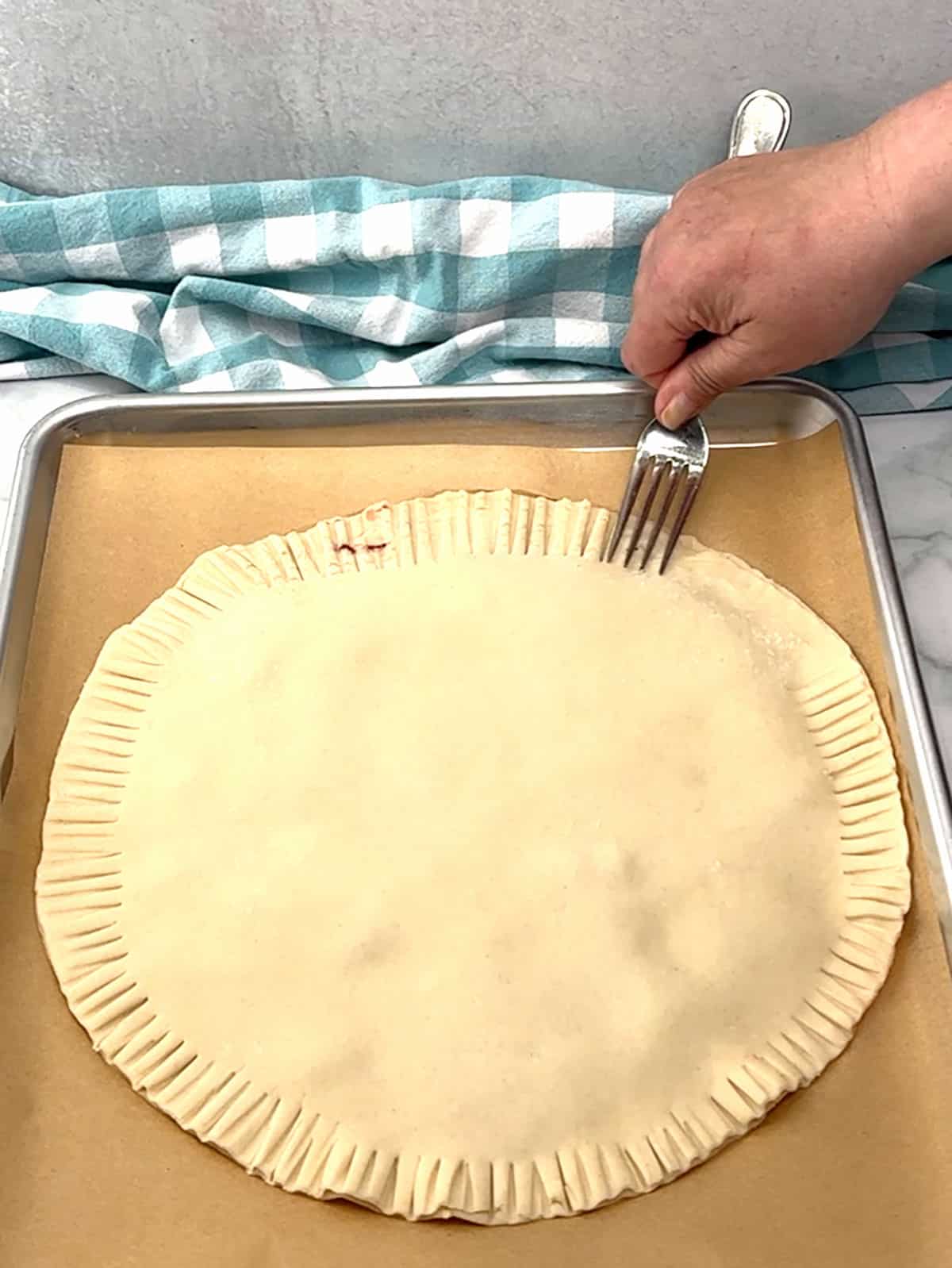 sealing edges with a fork