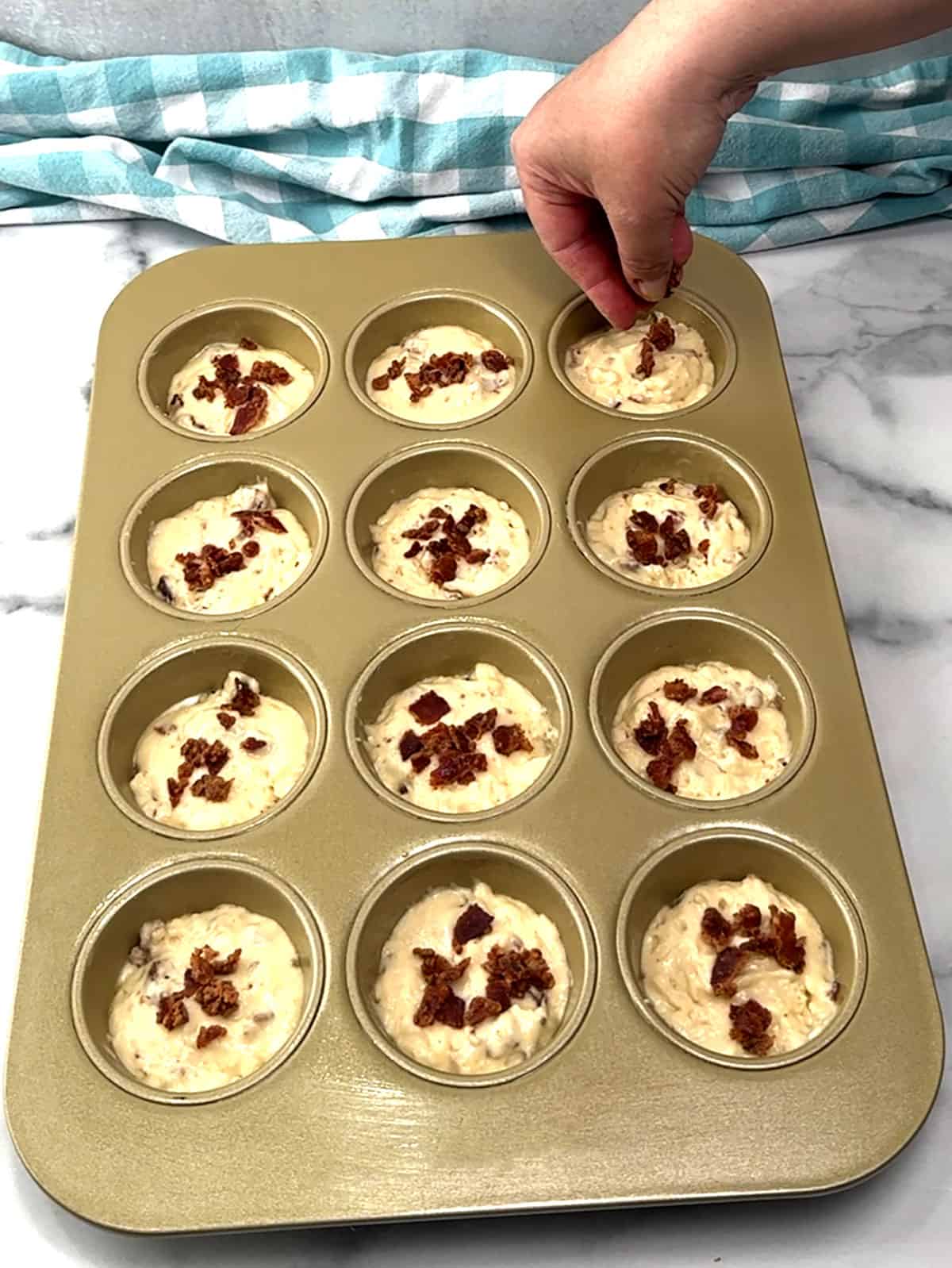 sprinkling bacon on top