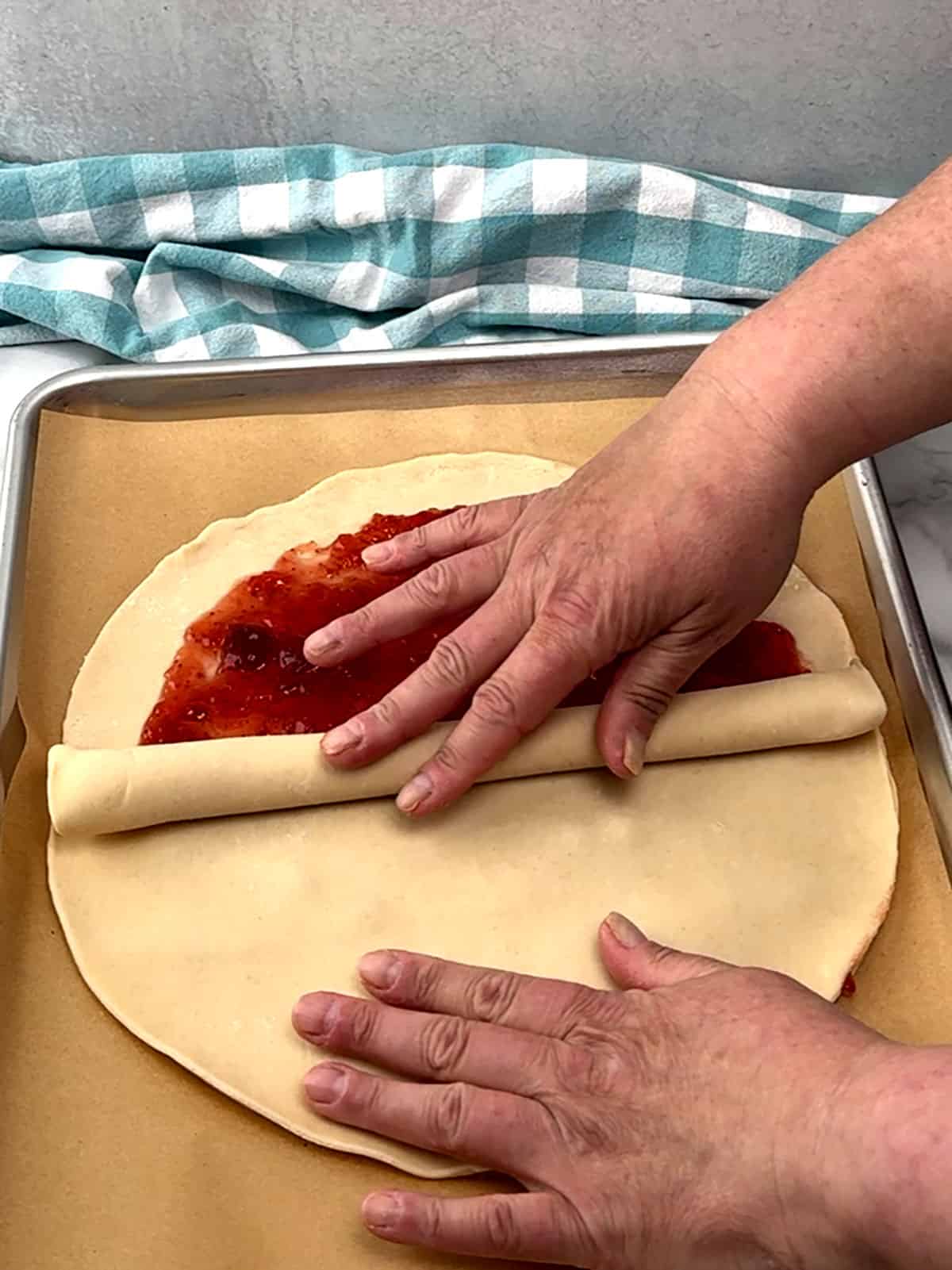 unrolling top crust