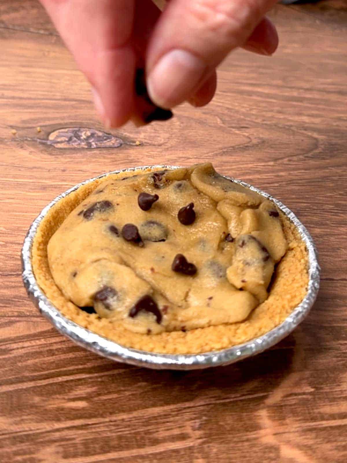Adding mini chocolate chips.