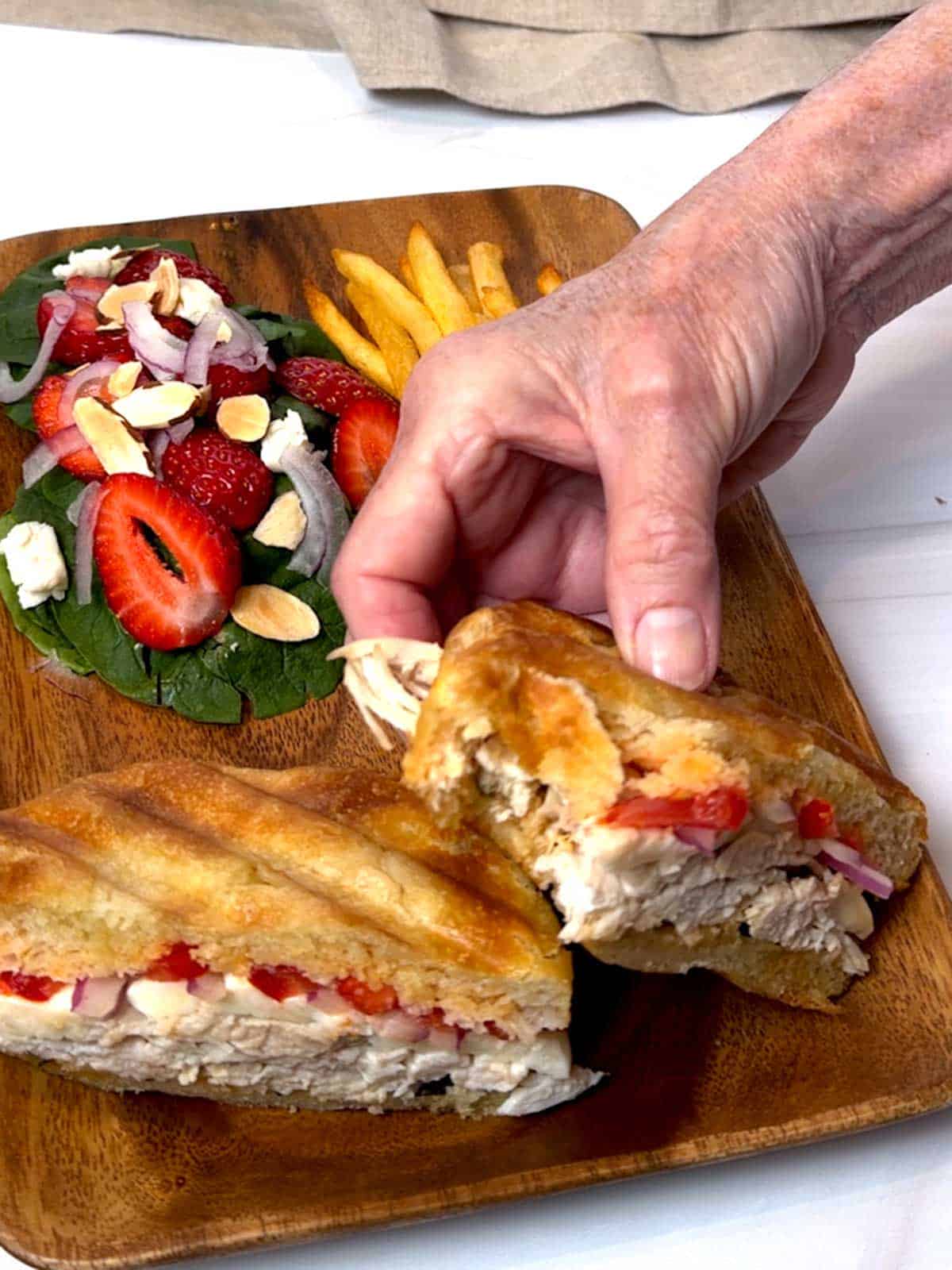 Sandwich with a bite taken.