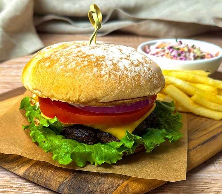 Julia-inspired bistro burgers with dijon aioli.
