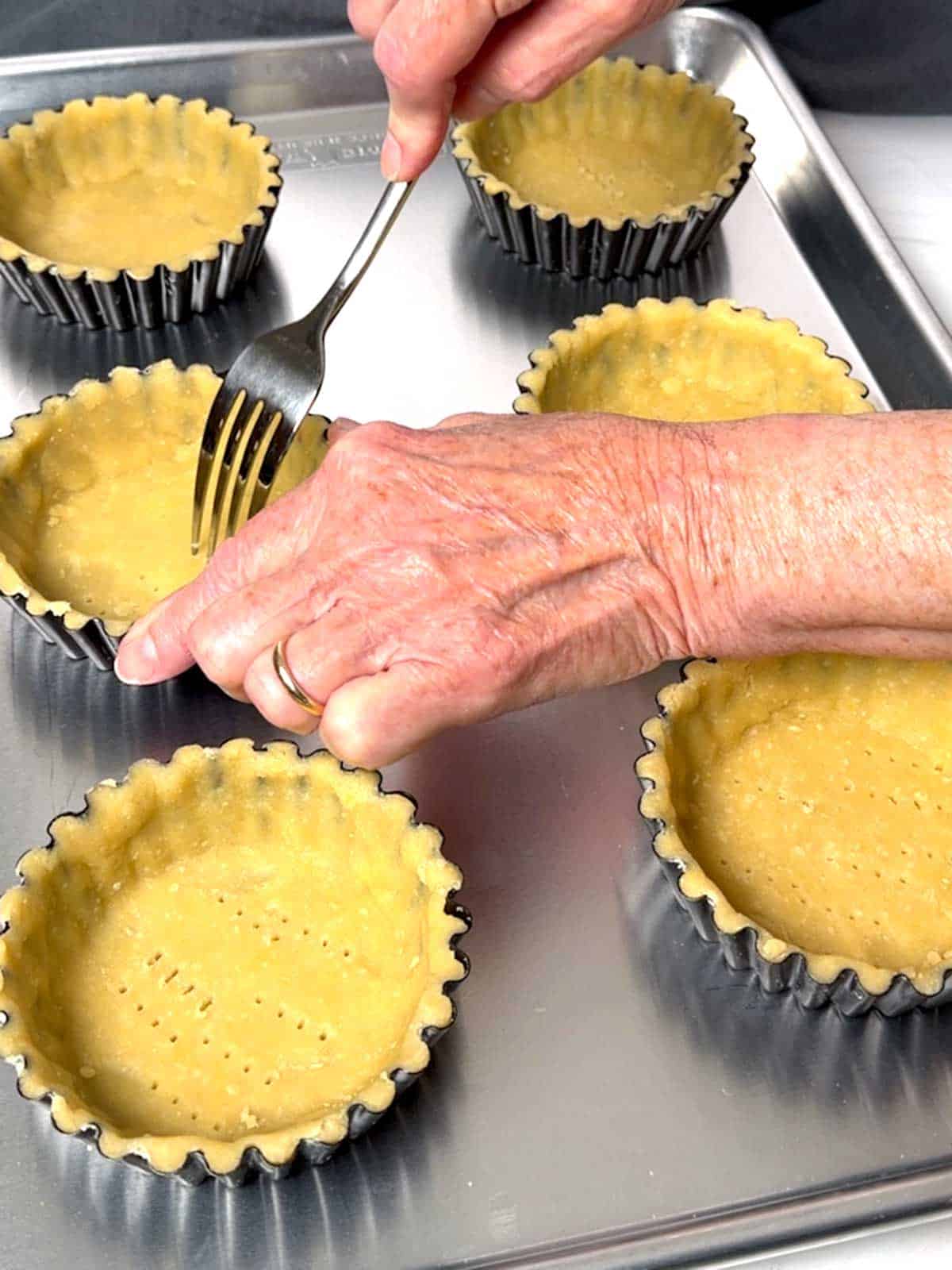 Docking the tart shells.