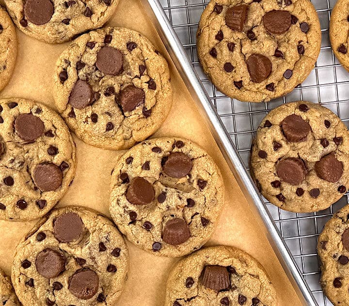 Thick and Chewy Peanut Butter Chocolate Chip Cookies