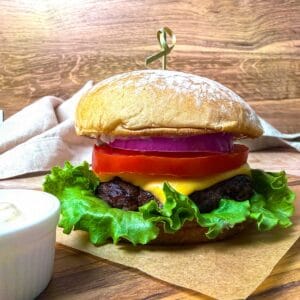 Julia-inspired Bistro Burger with Dijon Aioli.