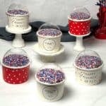Red, white and blue dot cakes.