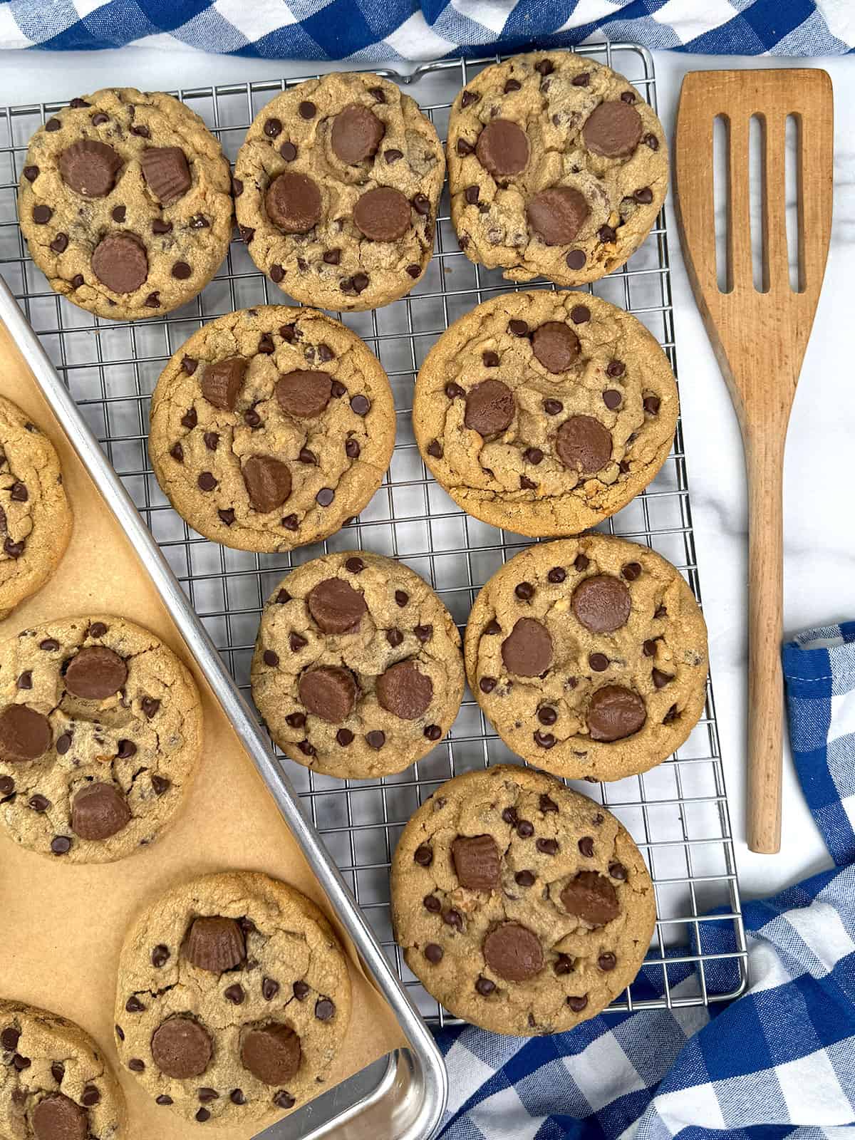 Thick and Chewy Peanut Butter Chocolate Chip Cookies