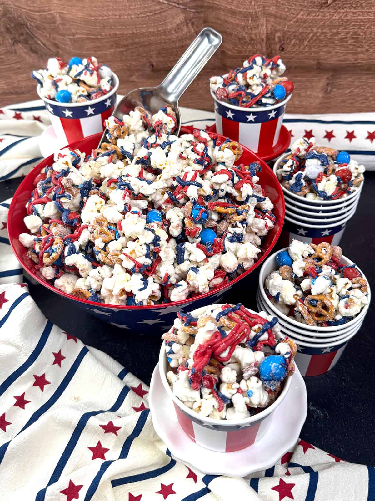 Red, White, and Blue Popcorn Snack Mix
