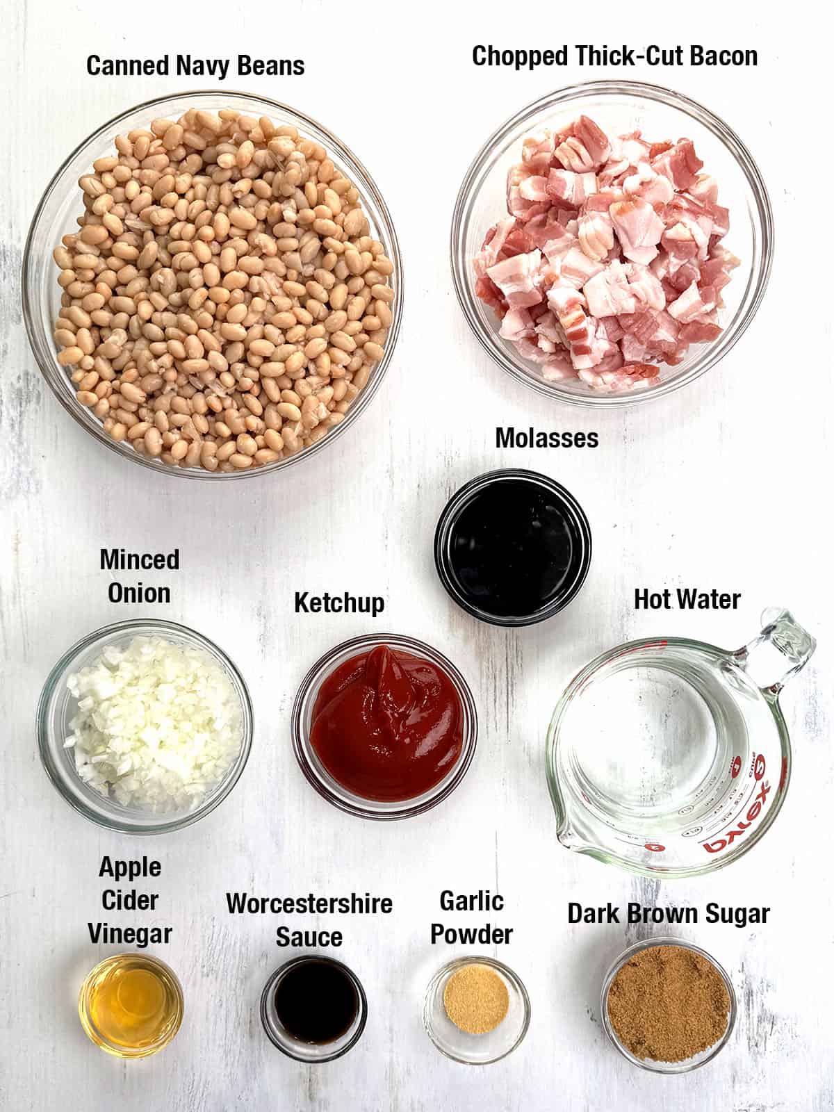 Ingredients for Easy Homemade Crockpot Baked Beans with Bacon
