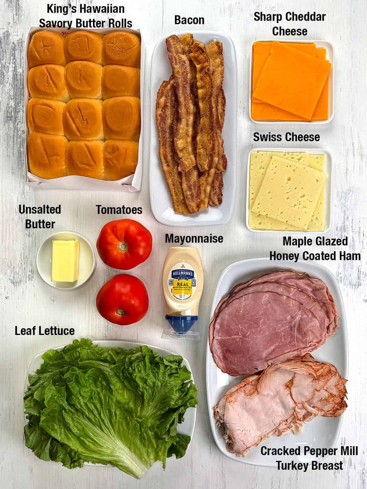 Ingredients for Easy Club Sandwich Sliders