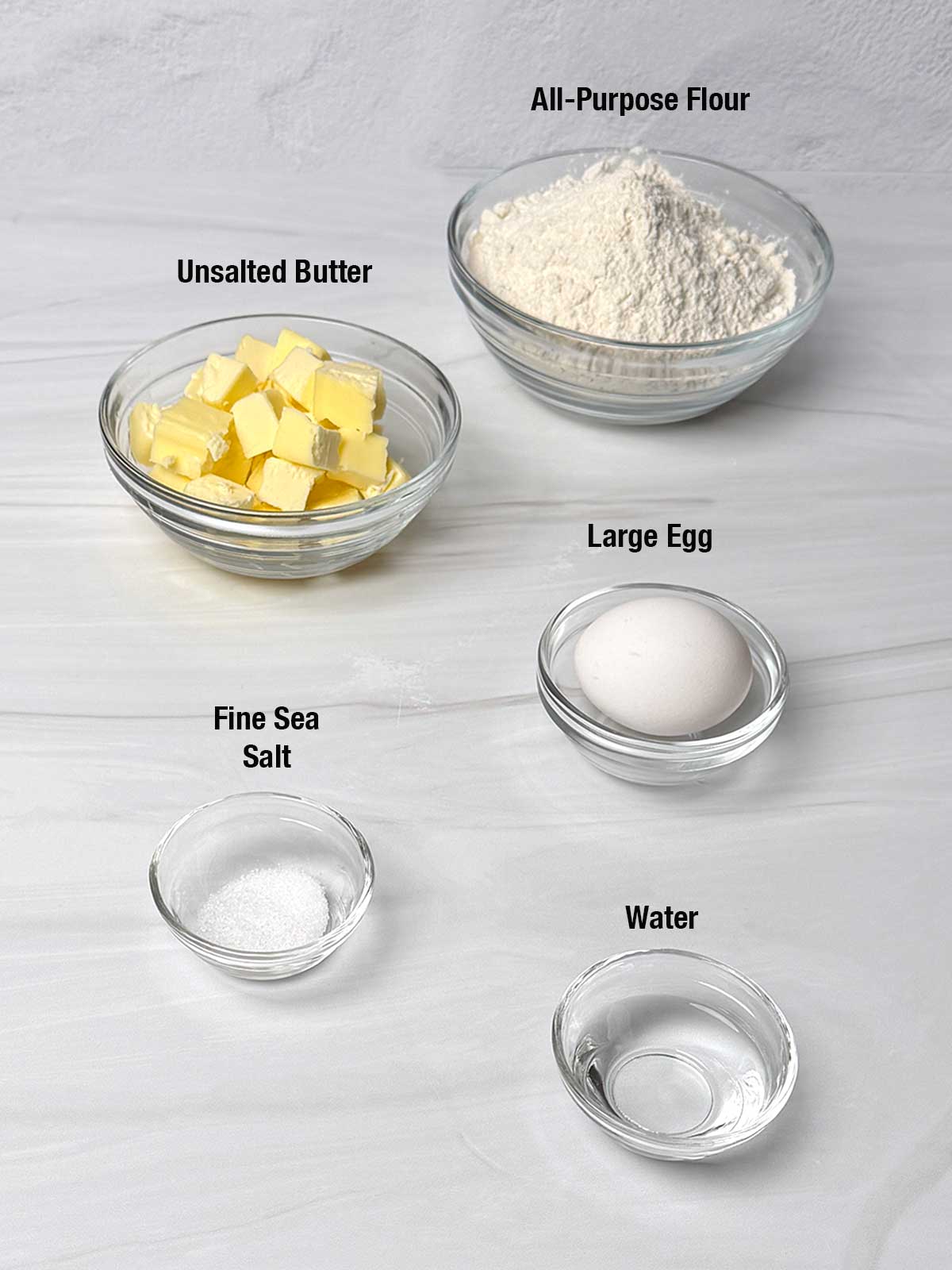 Ingredients for savory pastry dough.