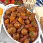 Easy Crockpot Honey Barbecue Pineapple Meatball Smokies