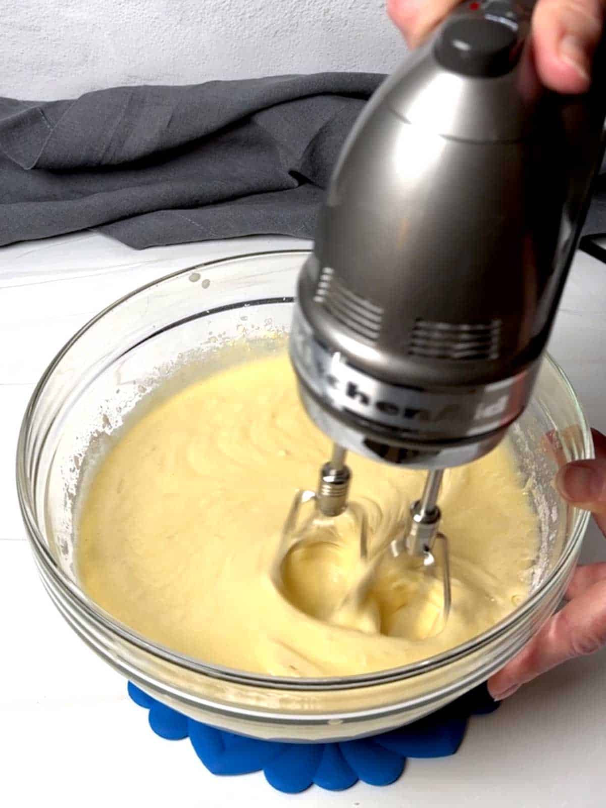 Making the cake batter.