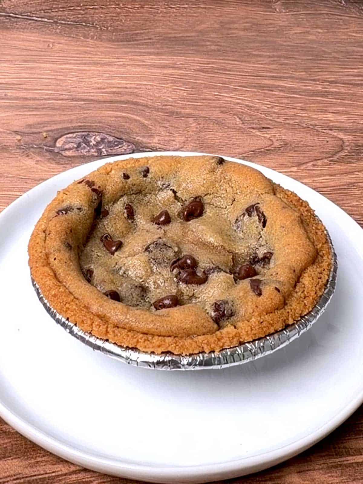 Cookie pie out of the oven.