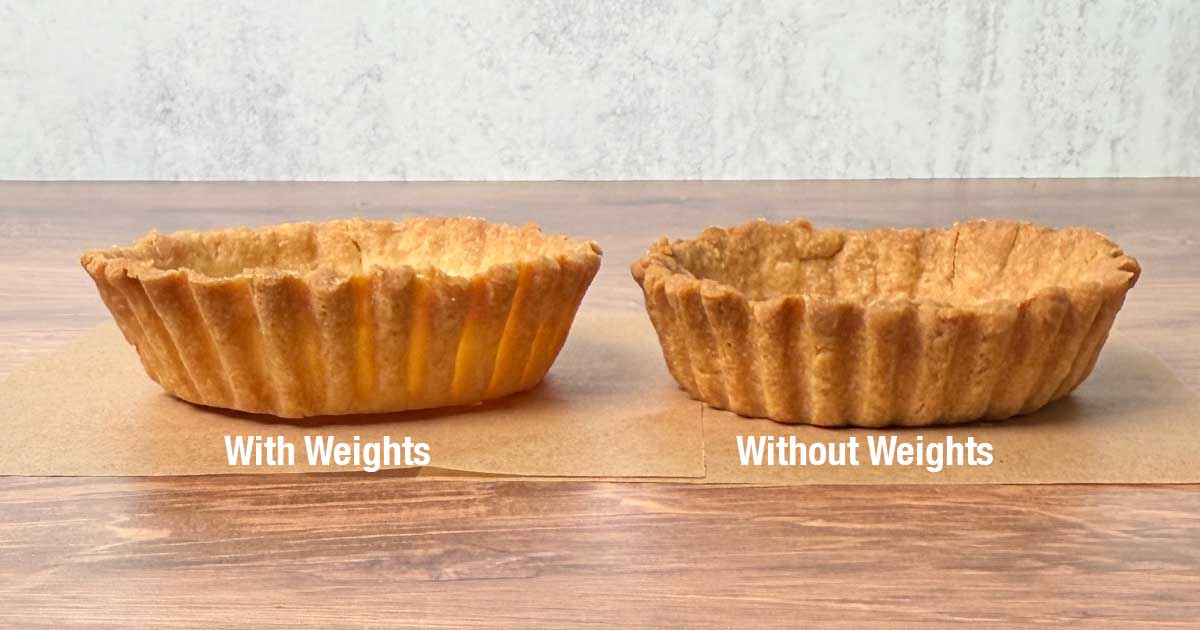 Crust comparison with and without weights during baking.