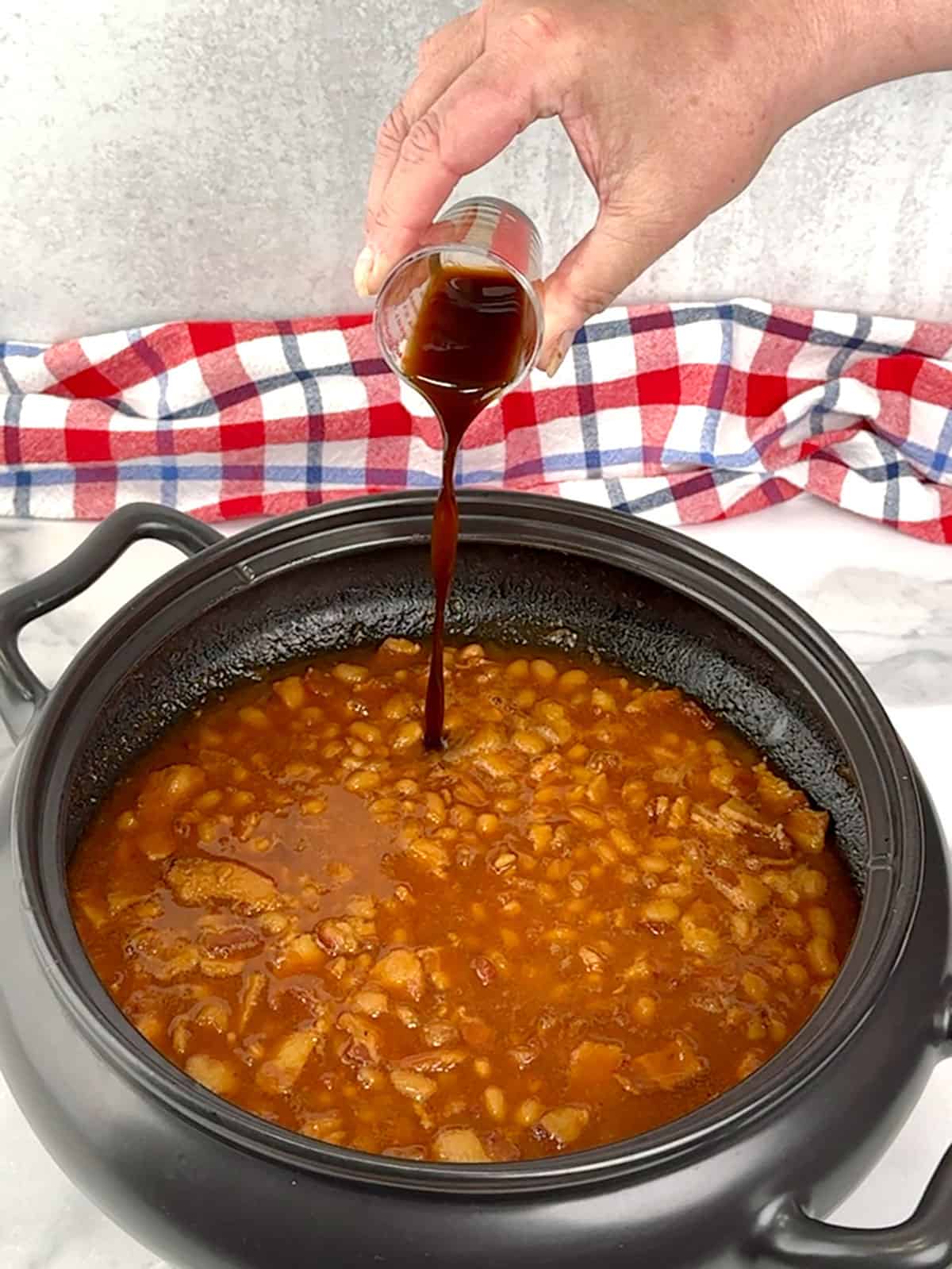 adding last Worcestershire sauce after finished cooking