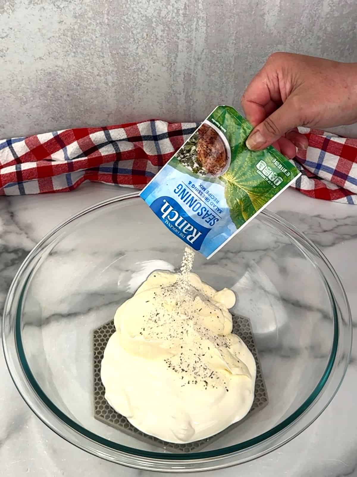 combining dressing ingredients