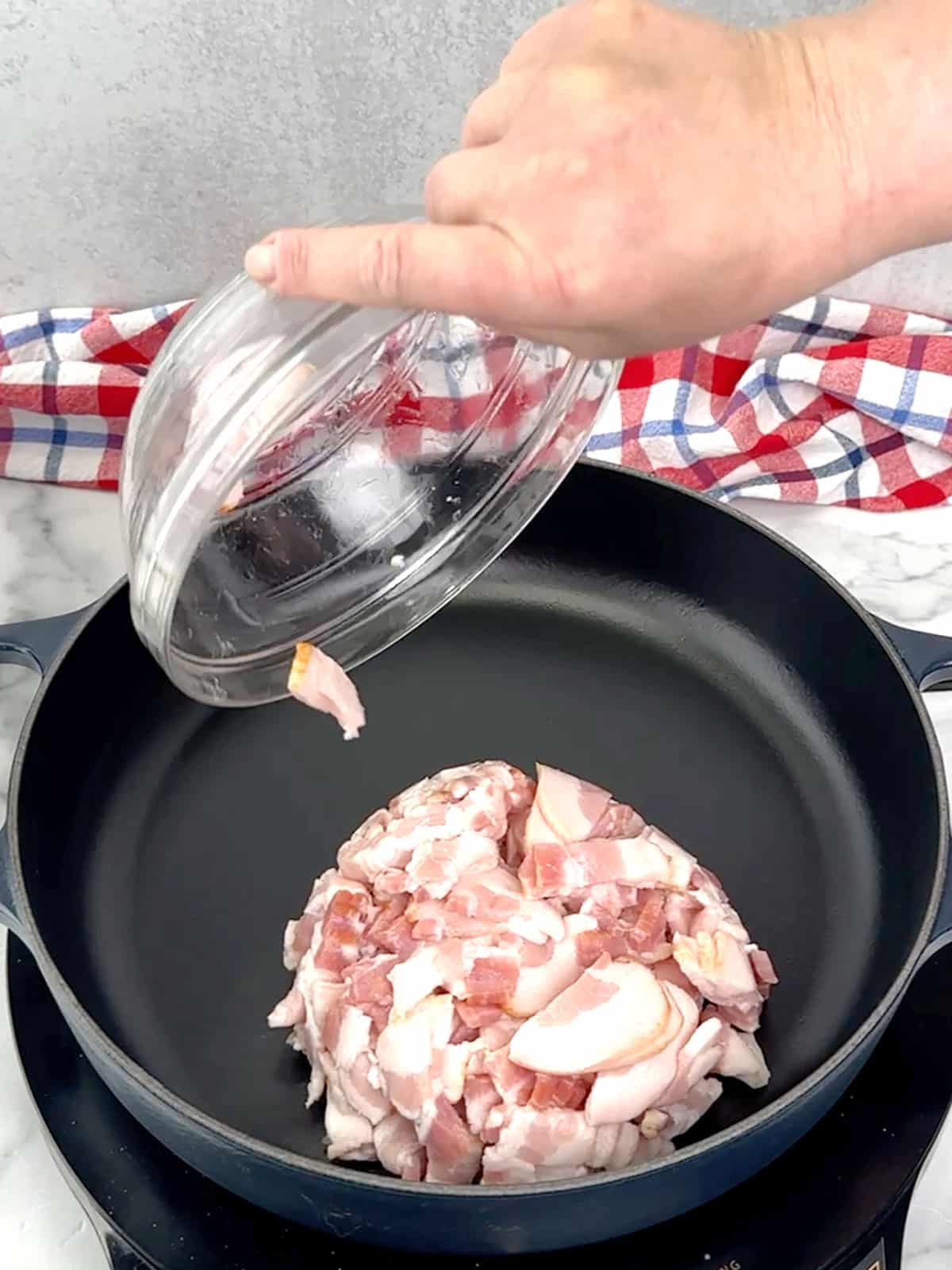adding bacon to cold pan
