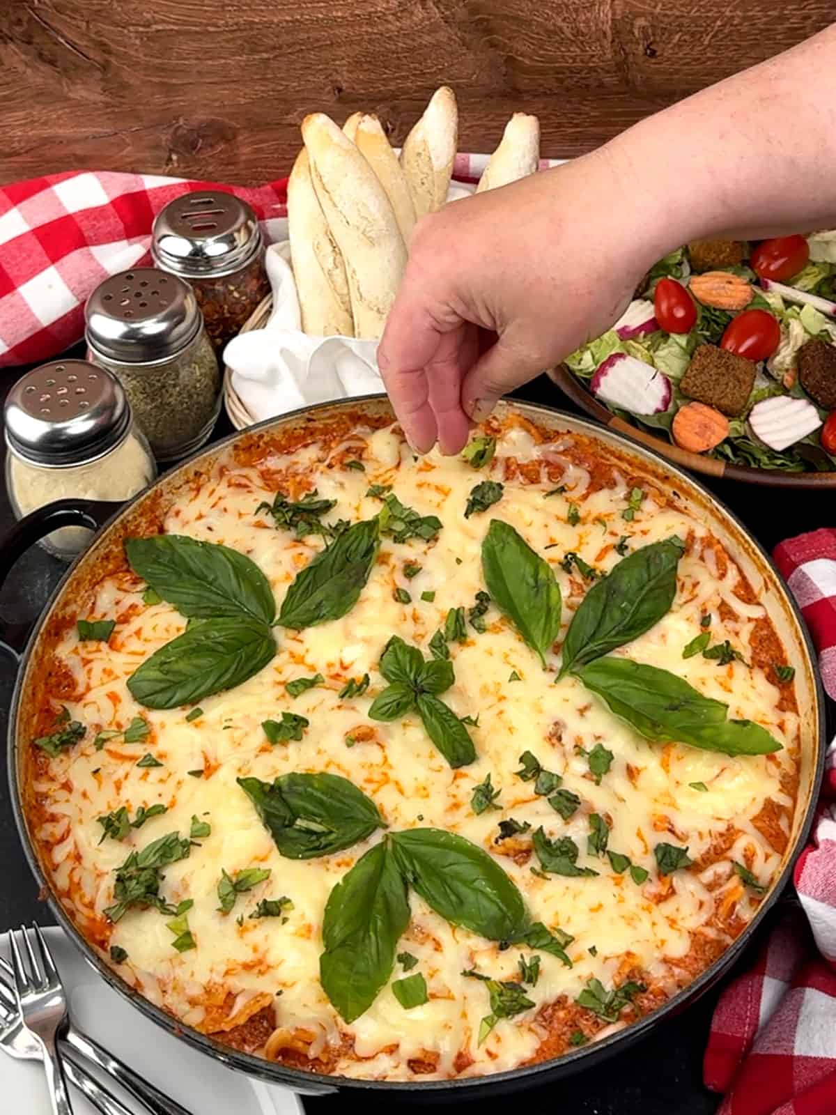 adding basil on top