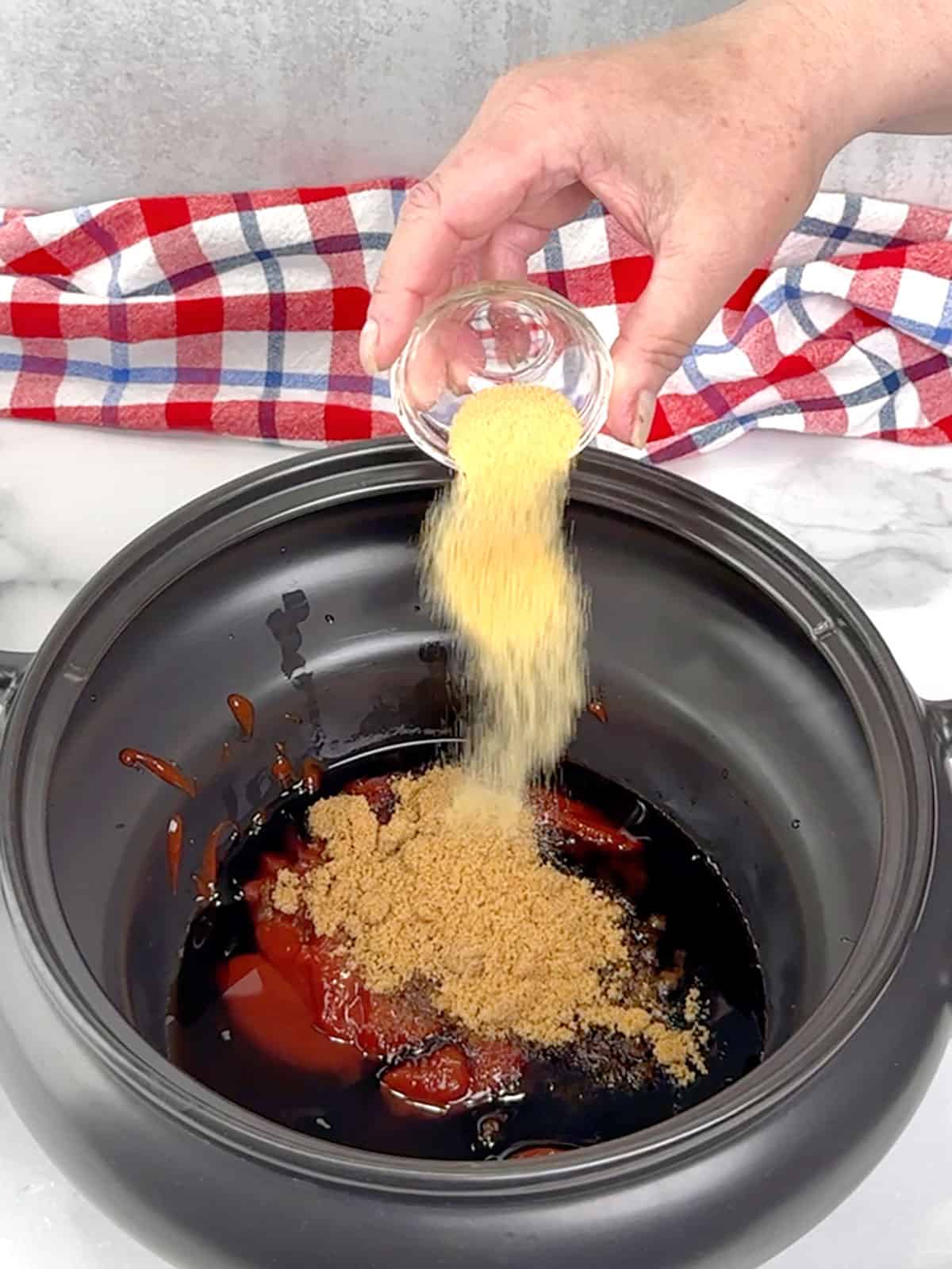 combining ingredients in the crockpot