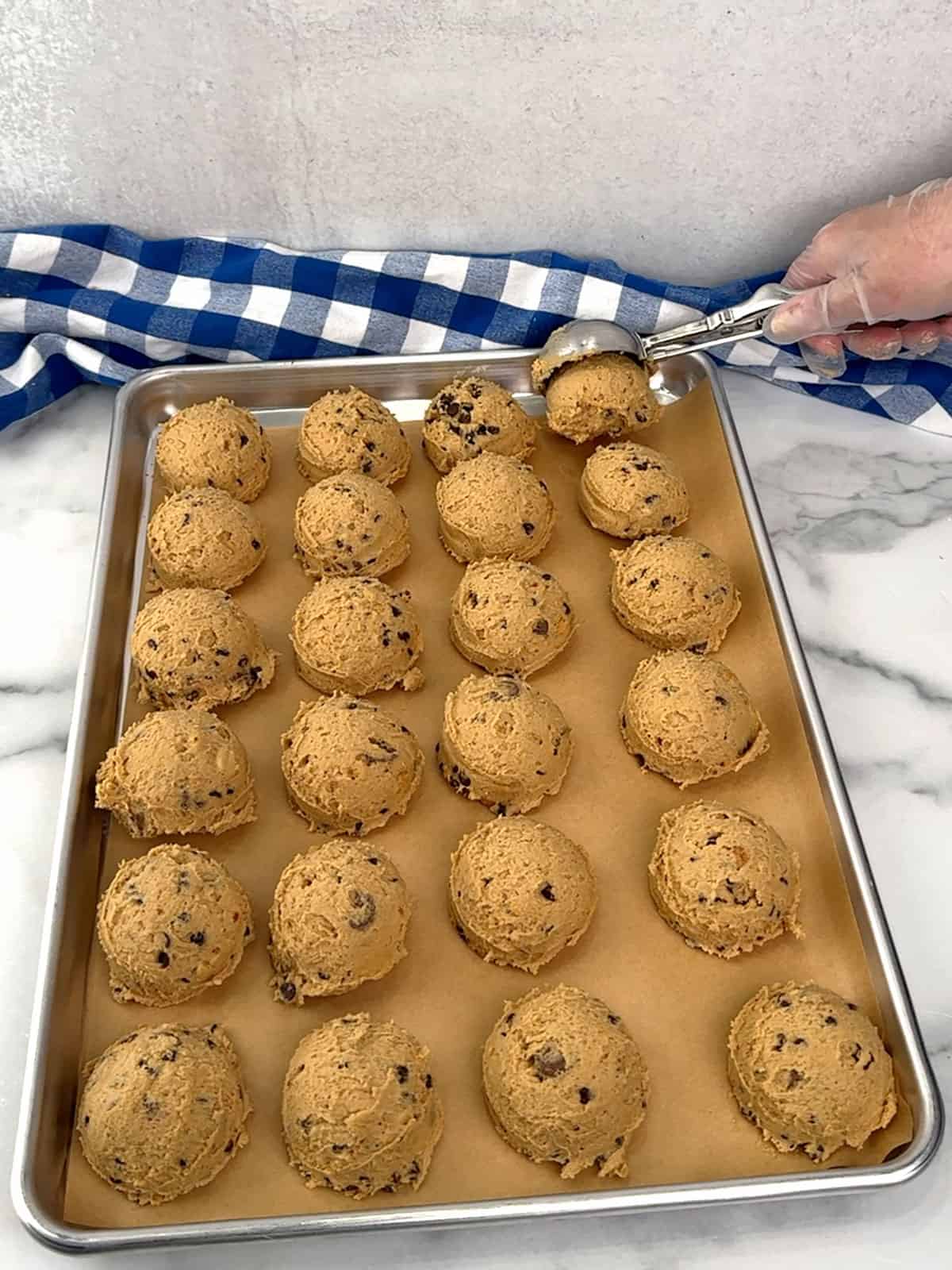 portioning dough into balls